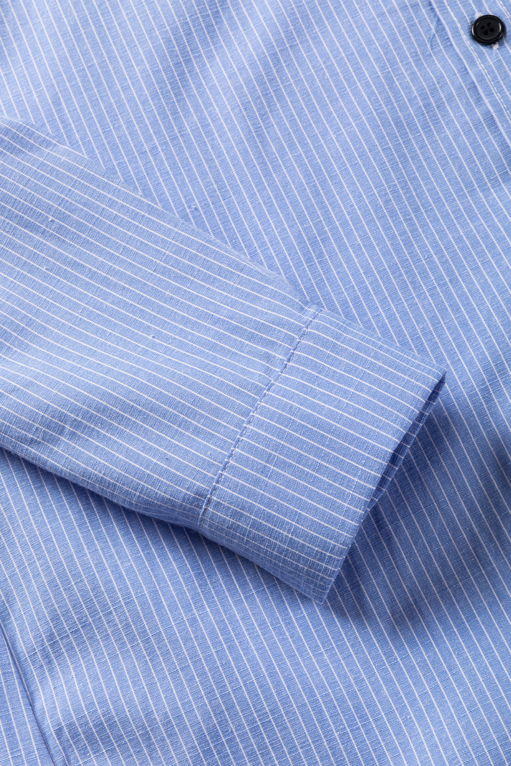 Sky Blue Stripe Roll-tab Sleeve Pocketed Long Shirt