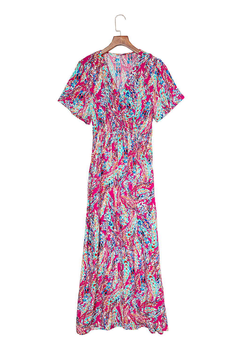 Wrap V Neck Floral Maxi Dress