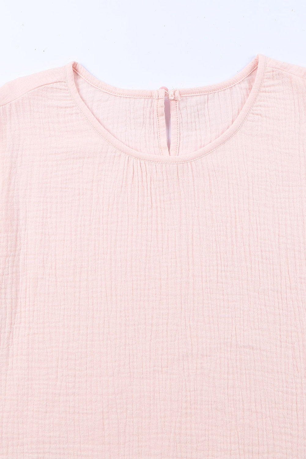 Pink Textured Tiered Ruffled Short Sleeve Blouse